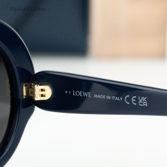 BRAND NEW Loewe LW40135I SLIM 90A Shiny Blue Smoke Round Women Sunglasses - Picture 7 of 8
